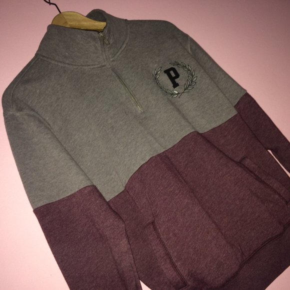 PINK Victoria's Secret Sweaters - ❄️PINK Victoria's Secret ColorBlock Sweater Maroon